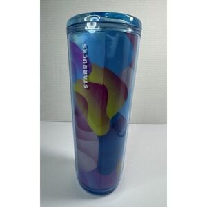 2024 Summer Starbucks Aqua Glass Swirl Gradient Petal Tumbler 24oz